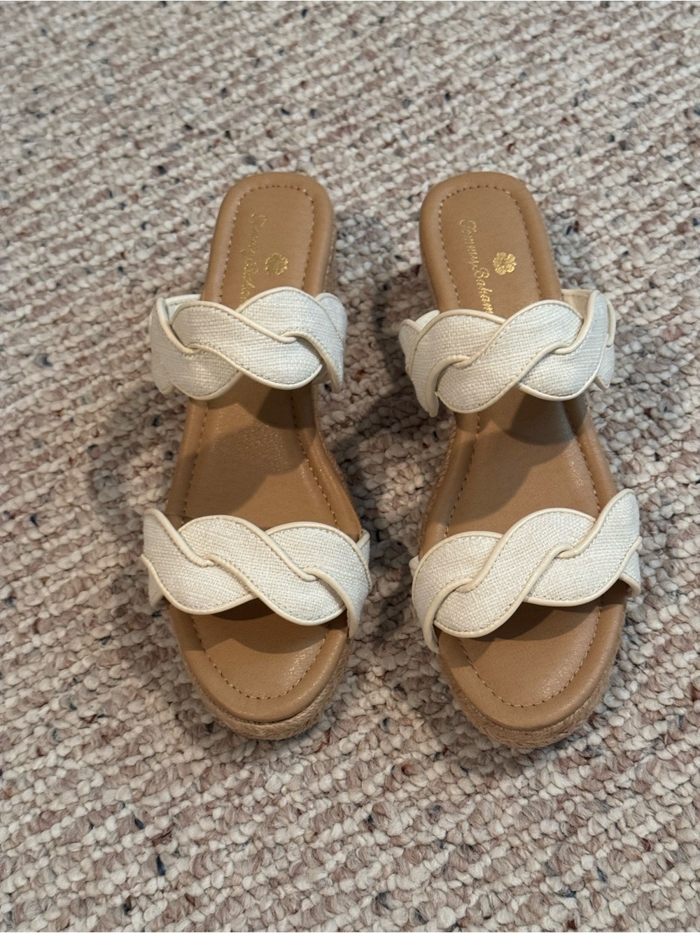 Tommy Bahama Woven Double-Strap Slide Sandals in Cream